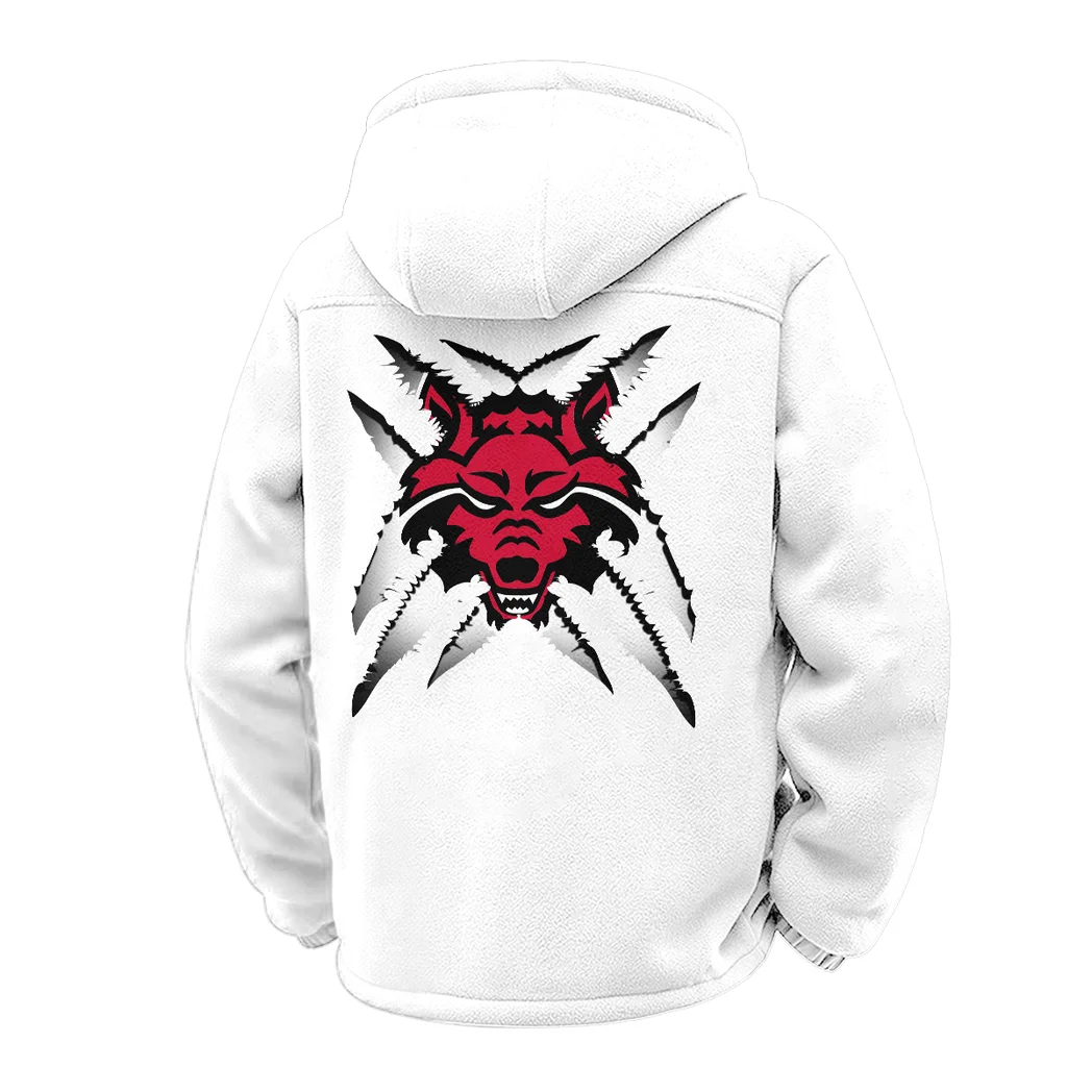 The Red Wolf Spirit Winter Fleece Jacket, Polar Climate Fleece HVN1454AS - White - Image 3