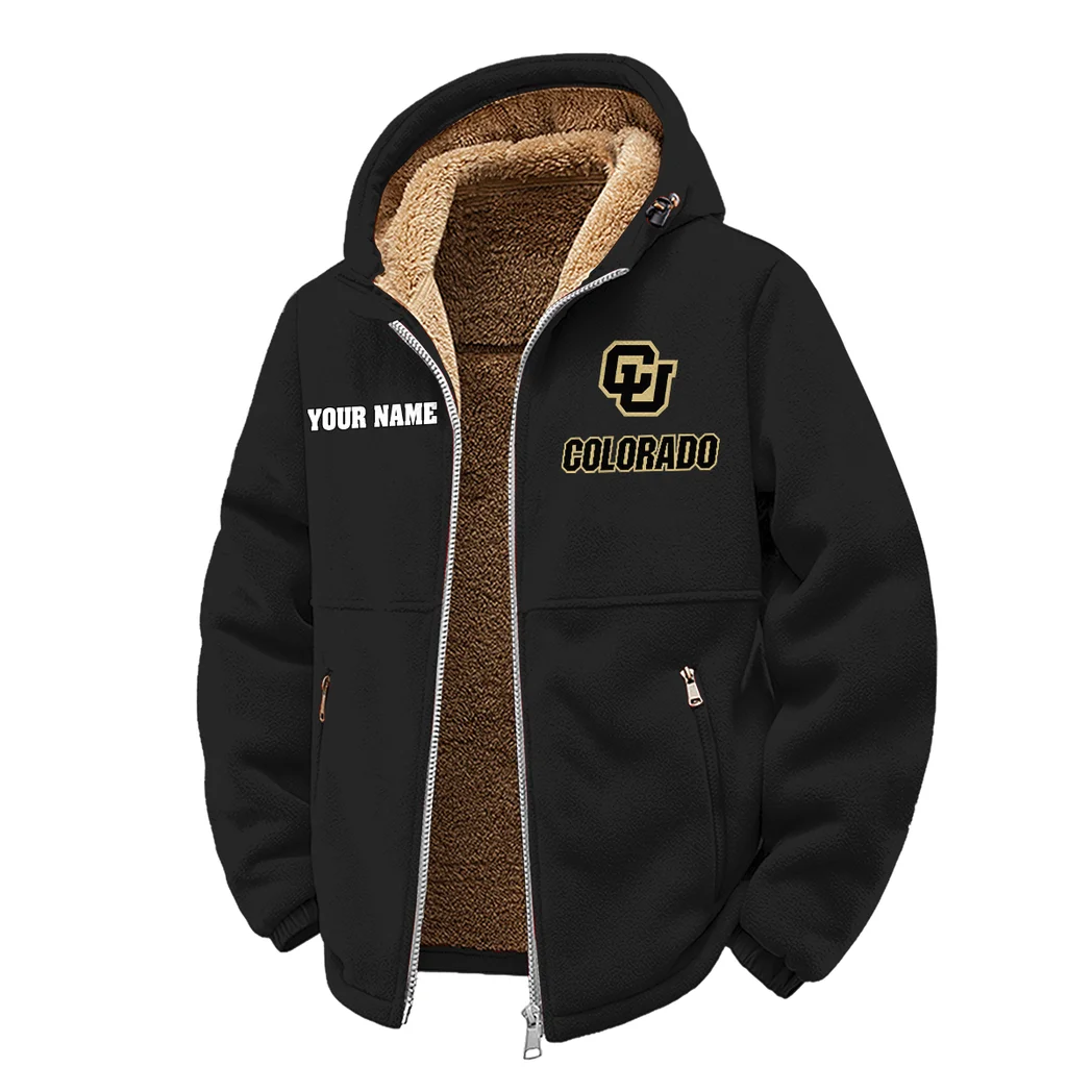 The Buffaloes Winter Fleece Jacket, Cold Weather Hiking Fleece HVN1454CB - Black - Image 2