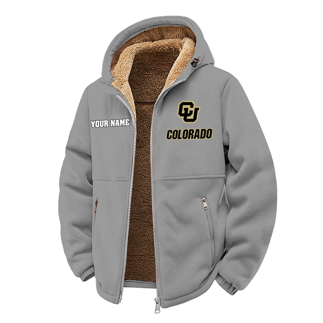 The Buffaloes Winter Fleece Jacket, Cold Weather Hiking Fleece HVN1454CB - Grey - Image 2