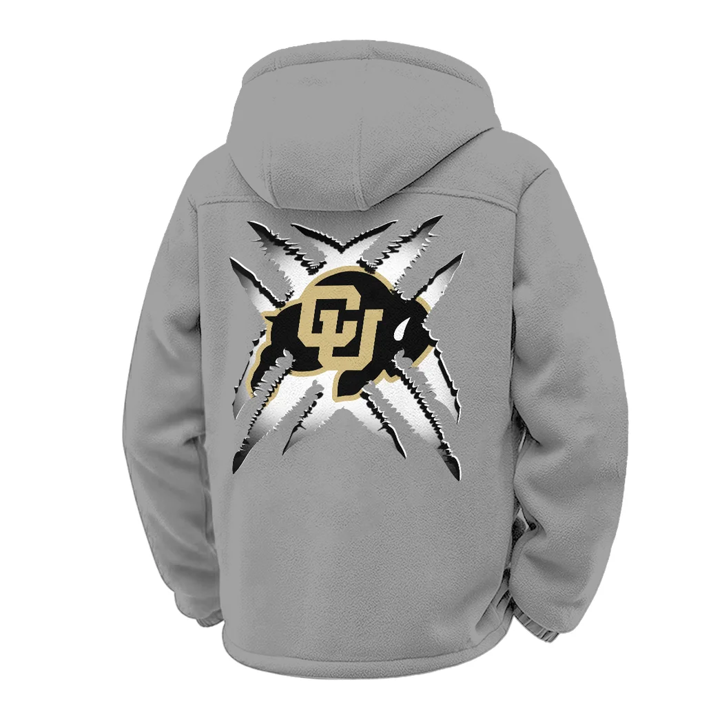 The Buffaloes Winter Fleece Jacket, Cold Weather Hiking Fleece HVN1454CB - Grey - Image 3