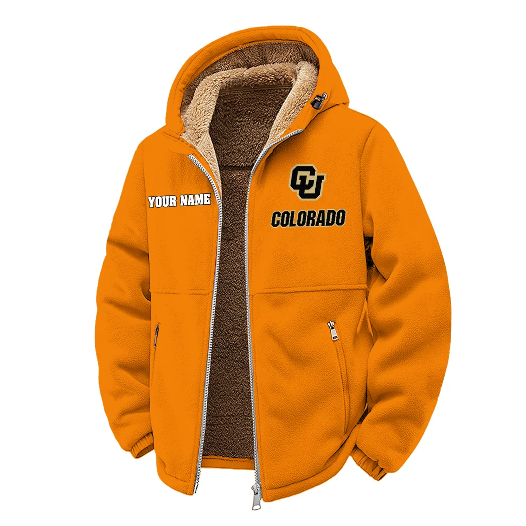 The Buffaloes Winter Fleece Jacket, Cold Weather Hiking Fleece HVN1454CB - Orange - Image 2