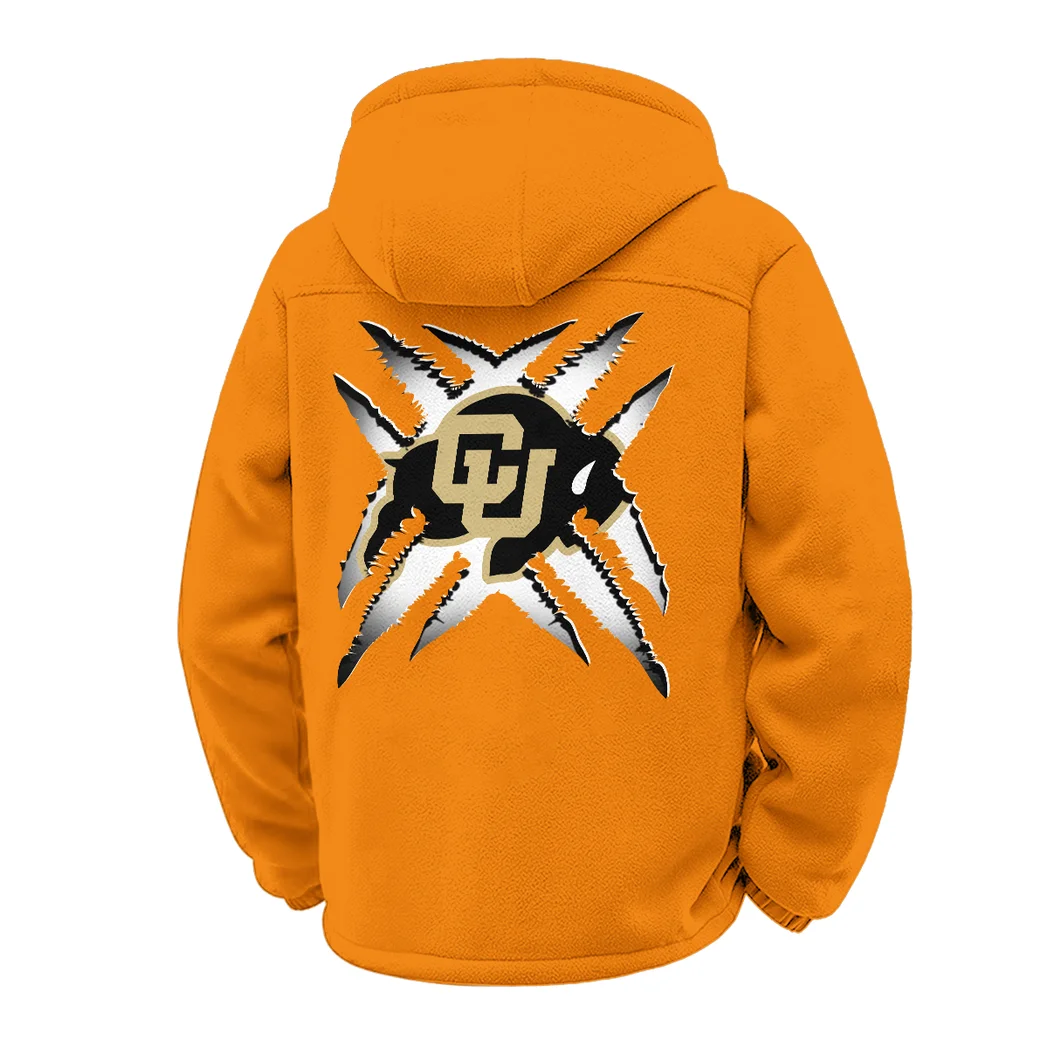 The Buffaloes Winter Fleece Jacket, Cold Weather Hiking Fleece HVN1454CB - Orange - Image 3