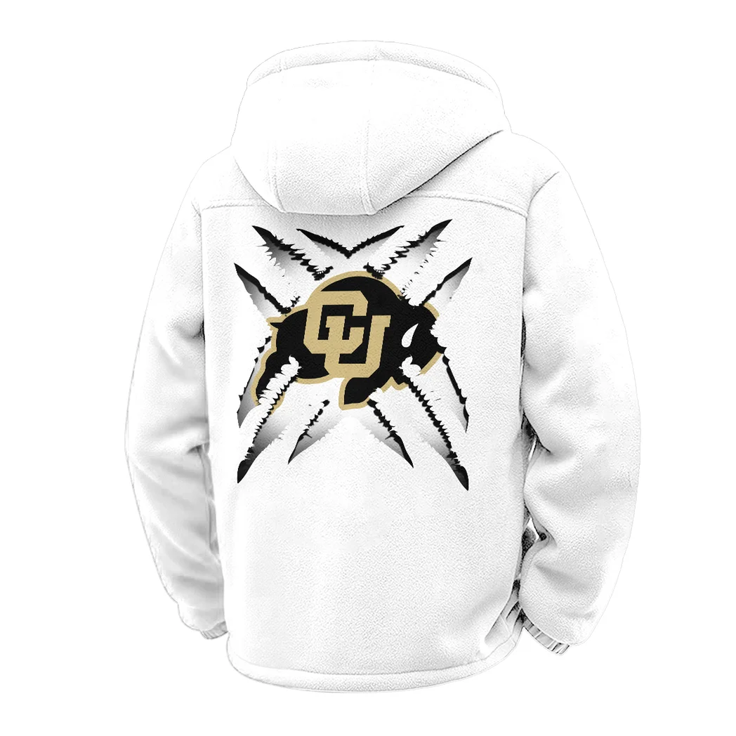 The Buffaloes Winter Fleece Jacket, Cold Weather Hiking Fleece HVN1454CB - White - Image 3