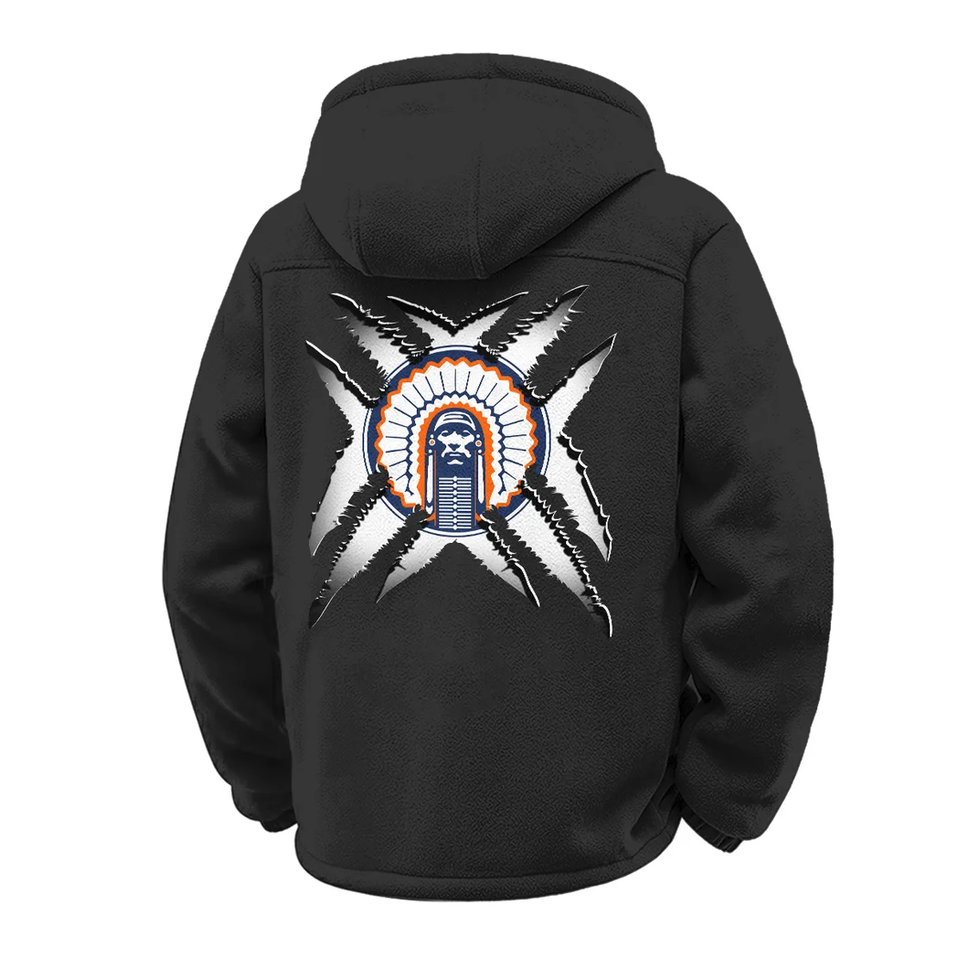 The Illini Nation Winter Fleece Jacket, Thermal Winter Fleece HVN1454IF - Black - Image 3