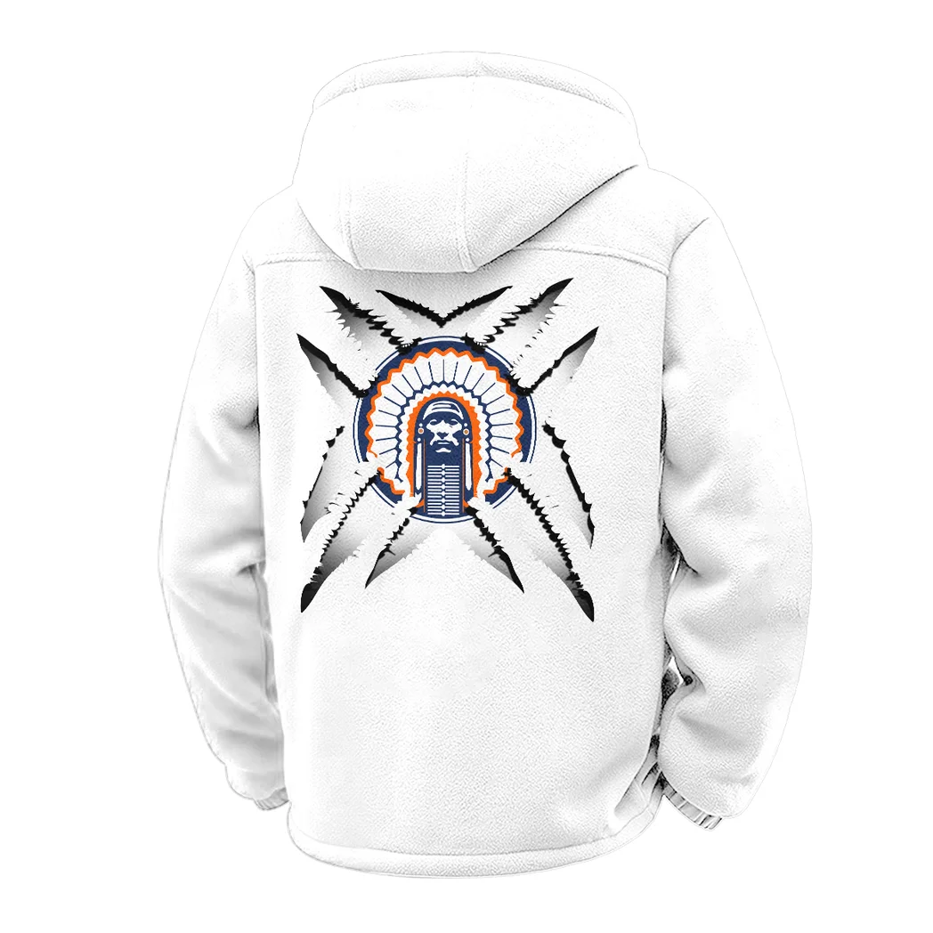 The Illini Nation Winter Fleece Jacket, Thermal Winter Fleece HVN1454IF - White - Image 3
