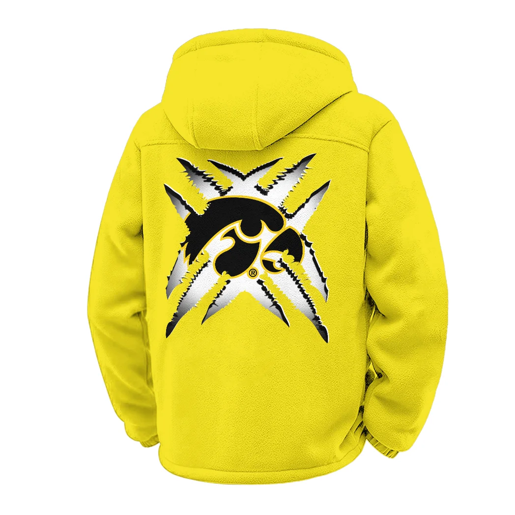 The Hawkeye State Winter Fleece Jacket, Extreme Cold Fleece Coat HVN1454IO - Yellow - Image 3