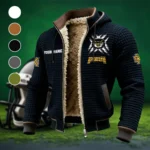 The Black and Gold Fleece-Lined Hooded Jacket, Cross-Training Winter Layer HVN1454KS - Black