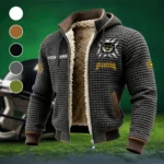 The Black and Gold Fleece-Lined Hooded Jacket, Cross-Training Winter Layer HVN1454KS - Grey