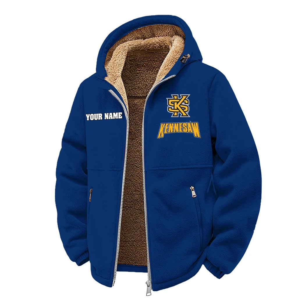 The Black and Gold Winter Fleece Jacket, Essential Winter Warmth HVN1454KS - Navy - Image 2