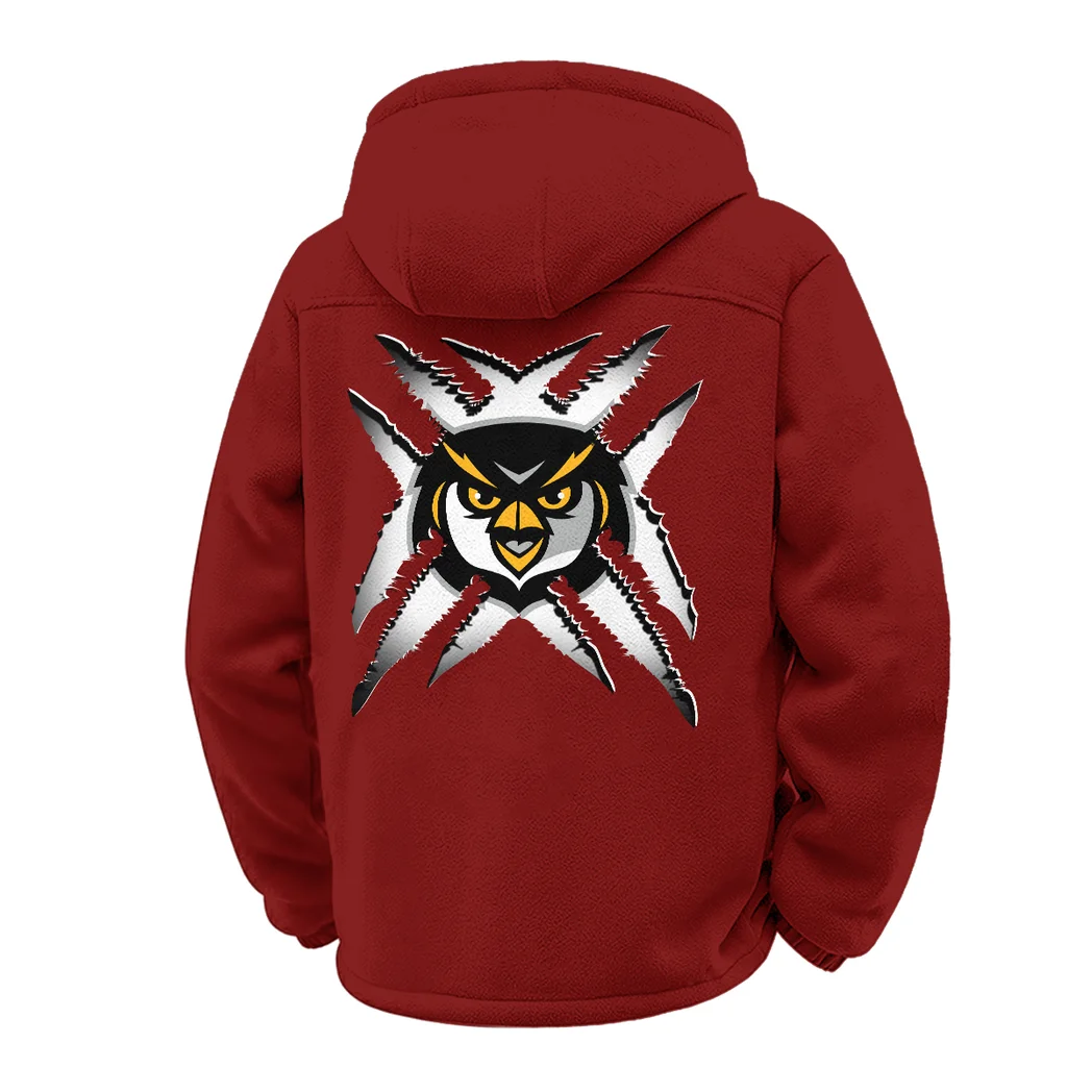 The Black and Gold Winter Fleece Jacket, Essential Winter Warmth HVN1454KS - Wine - Image 3