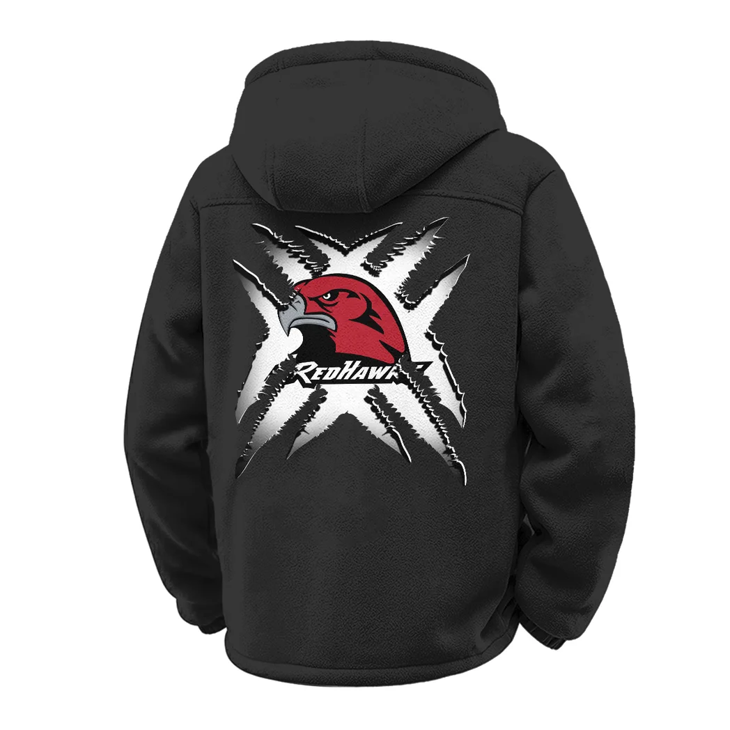 The RedHawk Winter Fleece Jacket, Cold Weather Hiking Fleece HVN1454MO - Black - Image 3