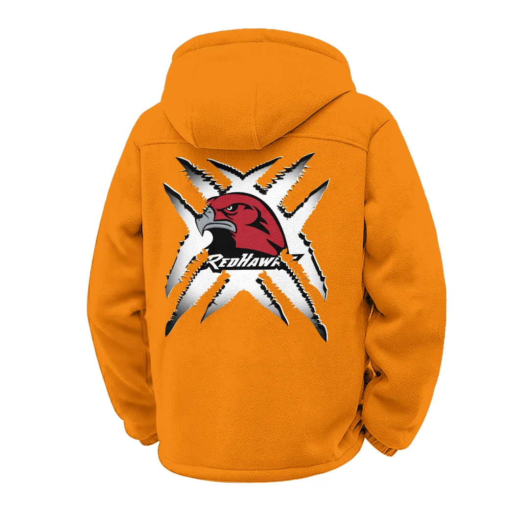 The RedHawk Winter Fleece Jacket, Cold Weather Hiking Fleece HVN1454MO - Orange - Image 3