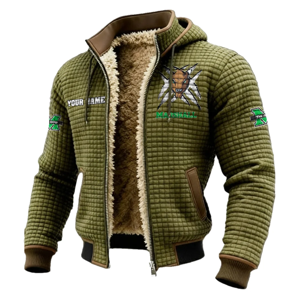 The Herd Pride Fleece-Lined Hooded Jacket, Thermal Core Fleece Jacket HVN1454MT - Green - Image 2