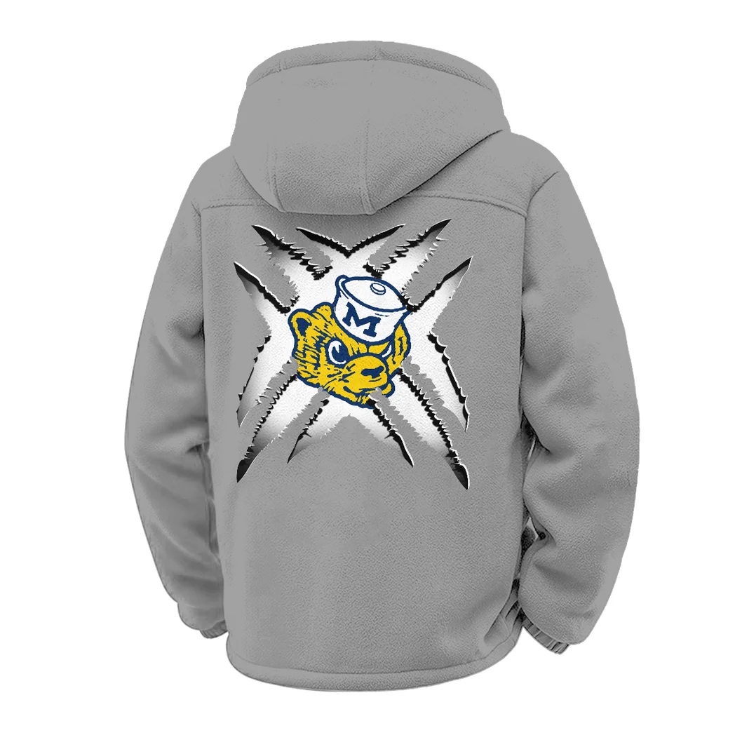 The Winged Helmets Winter Fleece Jacket, Luxe Microfleece Pullover HVN1454MW - Grey - Image 3