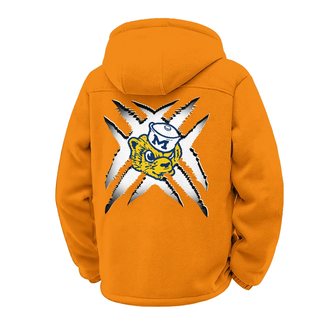 The Winged Helmets Winter Fleece Jacket, Luxe Microfleece Pullover HVN1454MW - Orange - Image 3