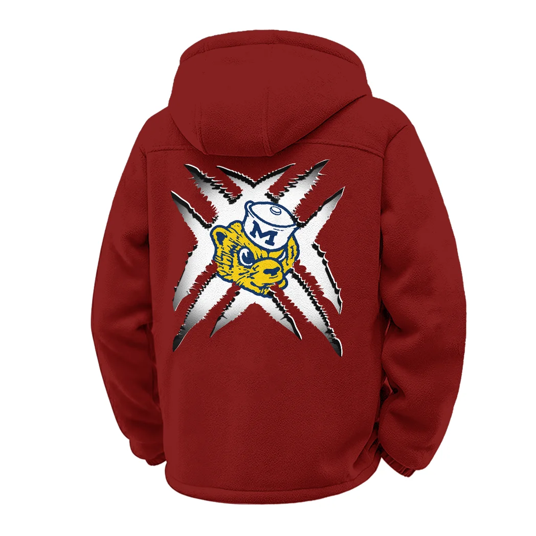 The Winged Helmets Winter Fleece Jacket, Luxe Microfleece Pullover HVN1454MW - Wine - Image 3