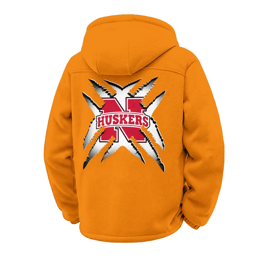 Big Red Winter Fleece Jacket, Anti-Pill Thermal Fleece HVN1454NC - Orange - Image 3