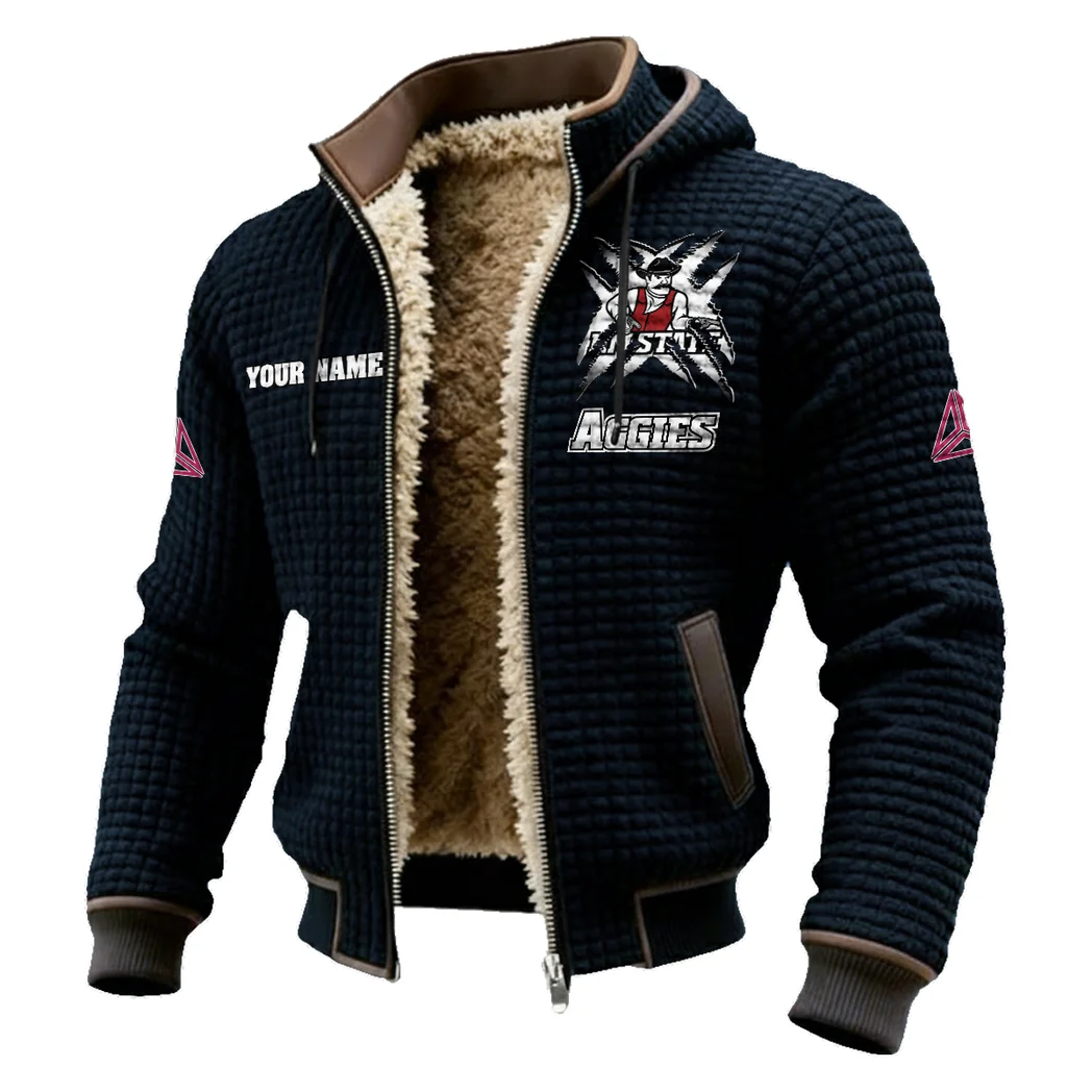 The Aggie Pride Fleece-Lined Hooded Jacket, Modern Athletic Hybrid Parka HVN1454NM - Black - Image 2