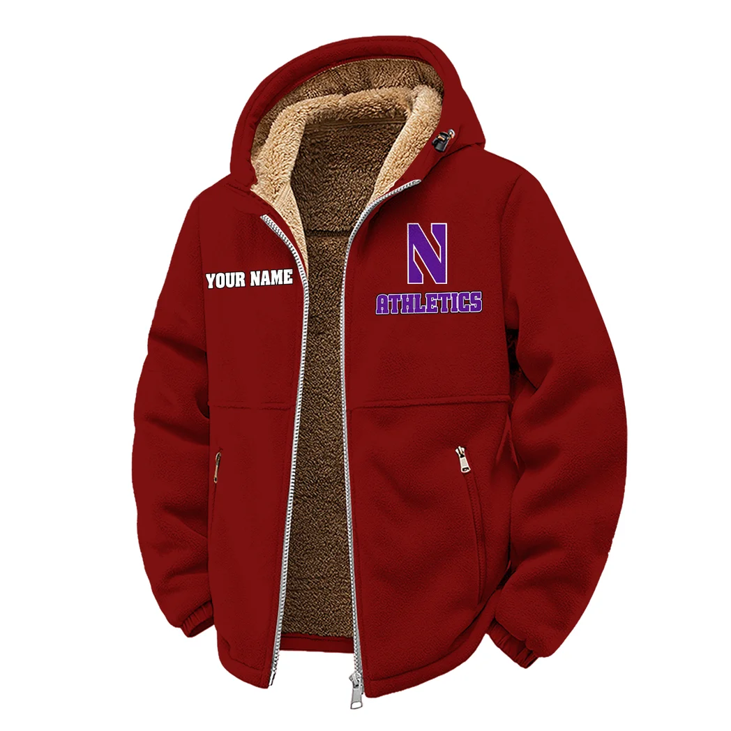 The Wildcats Winter Fleece Jacket, Thermal Winter Fleece HVN1454NW - Wine - Image 2