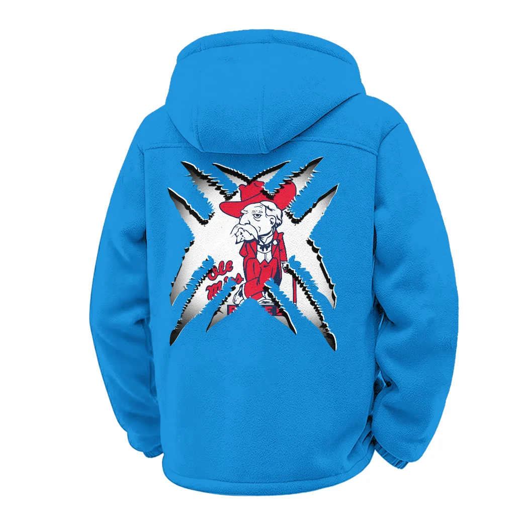The Ole Miss Elite Winter Fleece Jacket, Insulated Sport Hoody HVN1454OM - cyan - Image 3