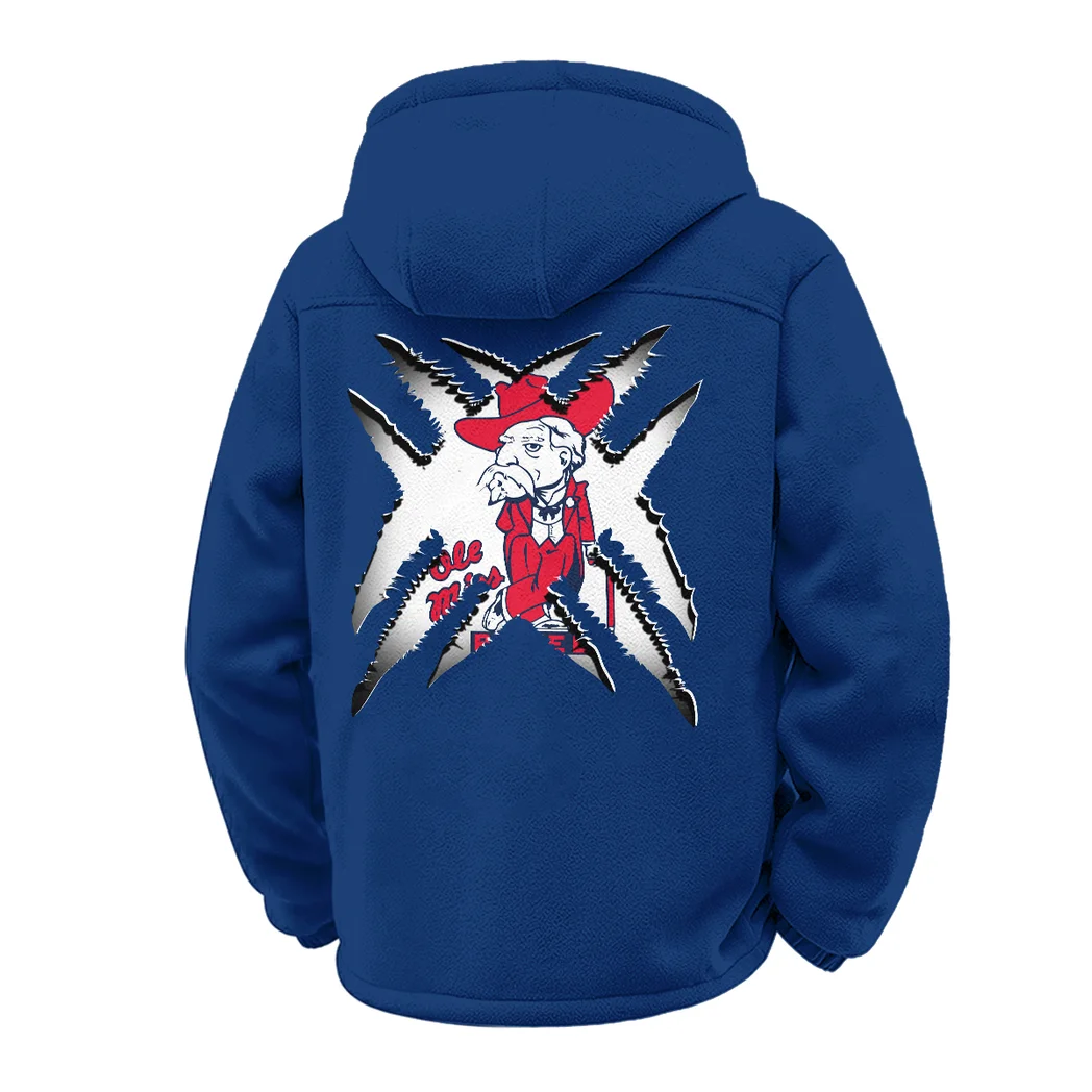 The Ole Miss Elite Winter Fleece Jacket, Insulated Sport Hoody HVN1454OM - Navy - Image 3