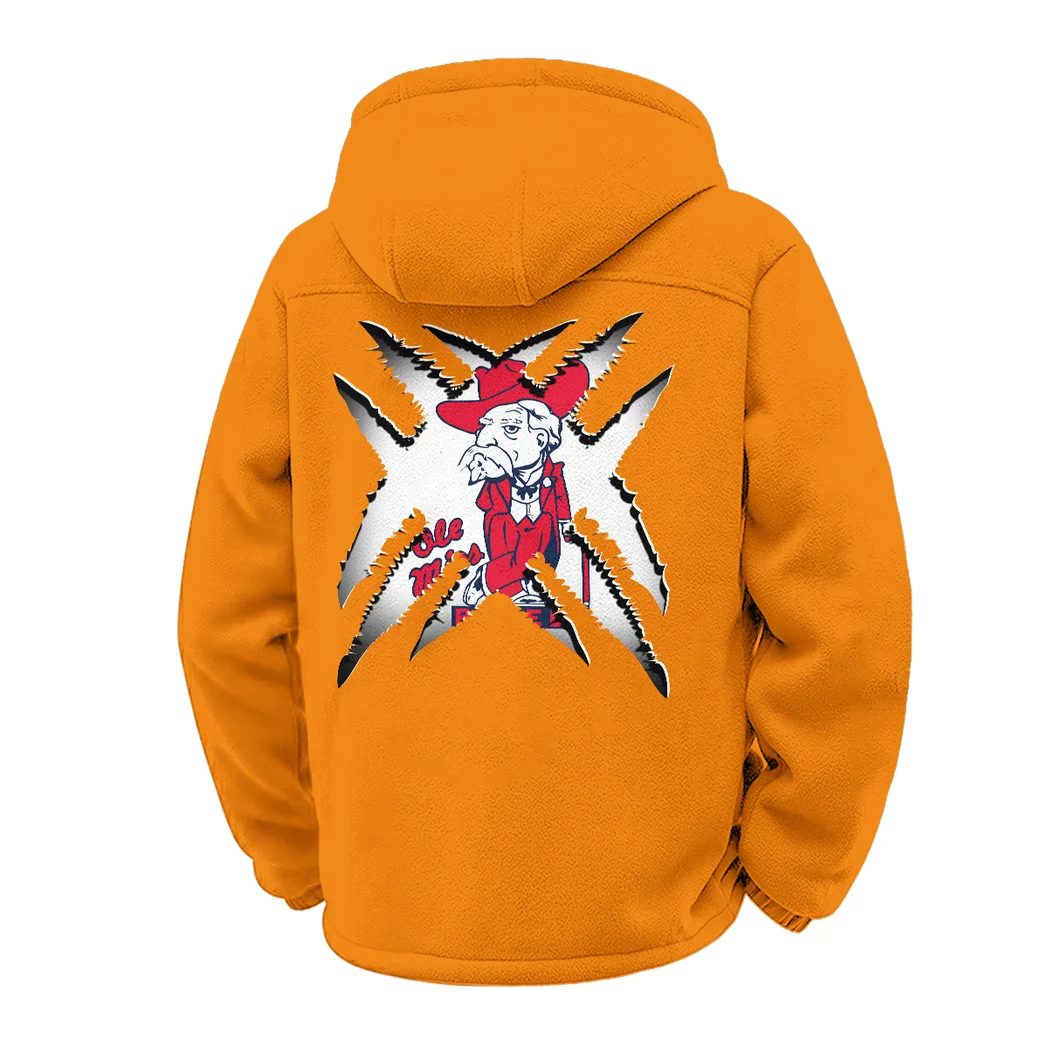 The Ole Miss Elite Winter Fleece Jacket, Insulated Sport Hoody HVN1454OM - Orange - Image 3