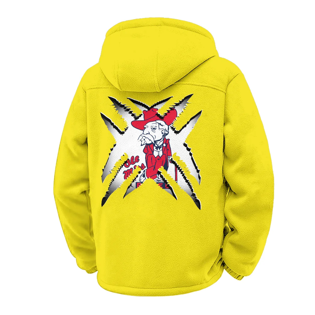 The Ole Miss Elite Winter Fleece Jacket, Insulated Sport Hoody HVN1454OM - Yellow - Image 3