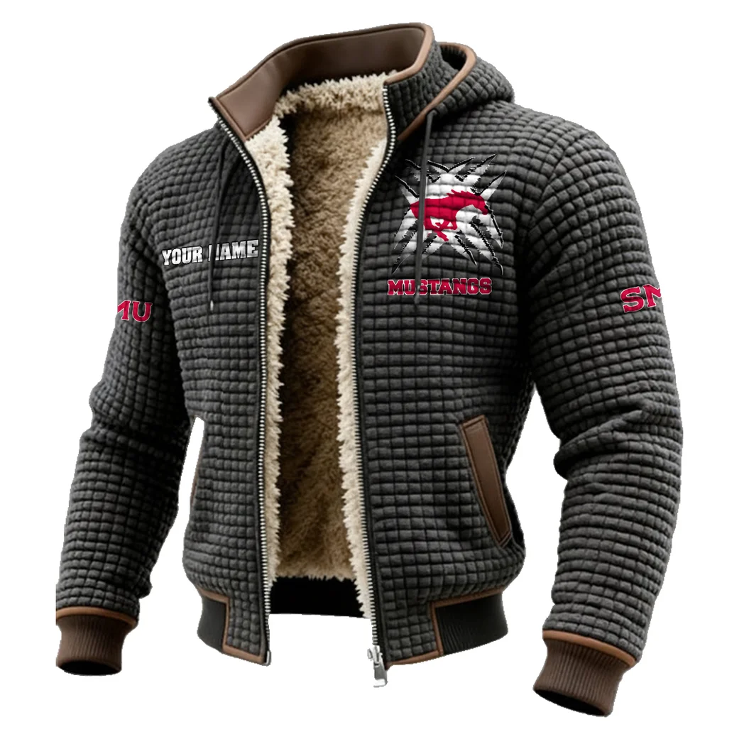 The Mustang Elite Fleece-Lined Hooded Jacket, Water-Resistant Thermal Hoody HVN1454SM - Grey - Image 2