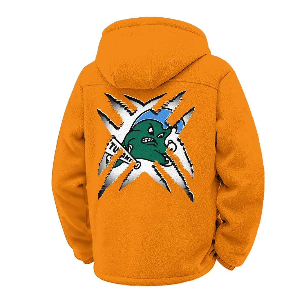 The Green Wave Winter Fleece Jacket, Ultra-Soft Fleece Shell HVN1454TG - Orange - Image 3