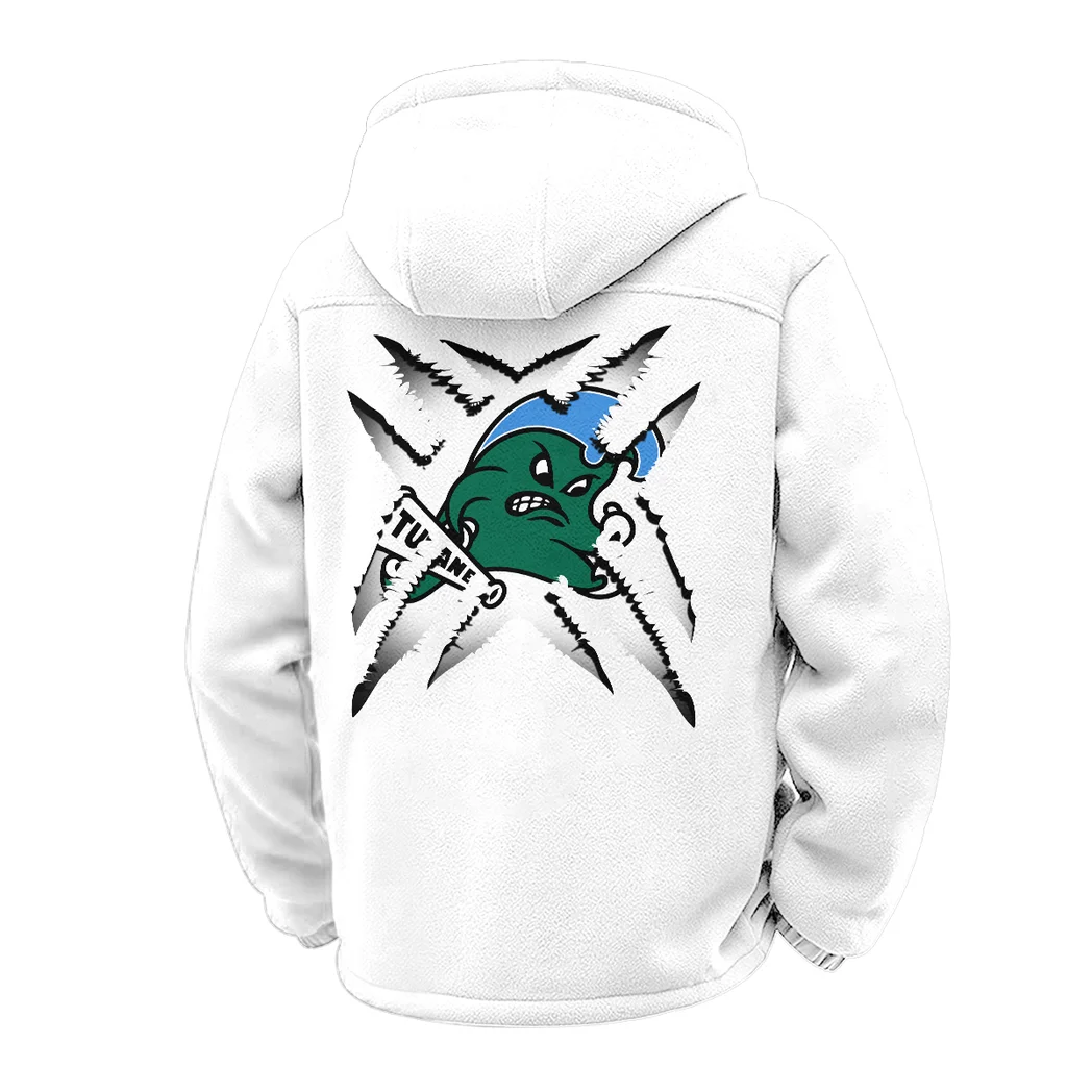 The Green Wave Winter Fleece Jacket, Ultra-Soft Fleece Shell HVN1454TG - White - Image 3