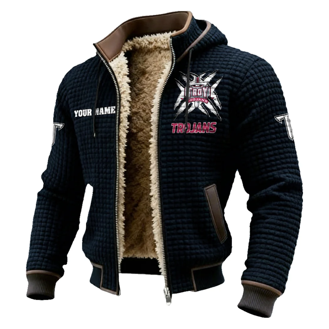 The Trojan Pride Fleece-Lined Hooded Jacket, Heavyweight Cozy Sport Shell HVN1454TT - Black - Image 2
