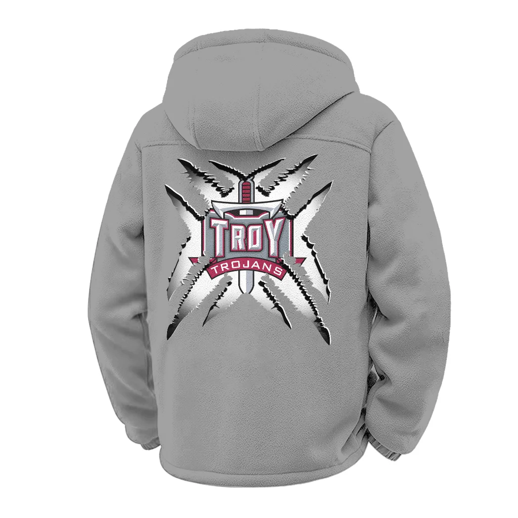 The Trojan Pride Winter Fleece Jacket, Luxe Microfleece Pullover HVN1454TT - Grey - Image 3