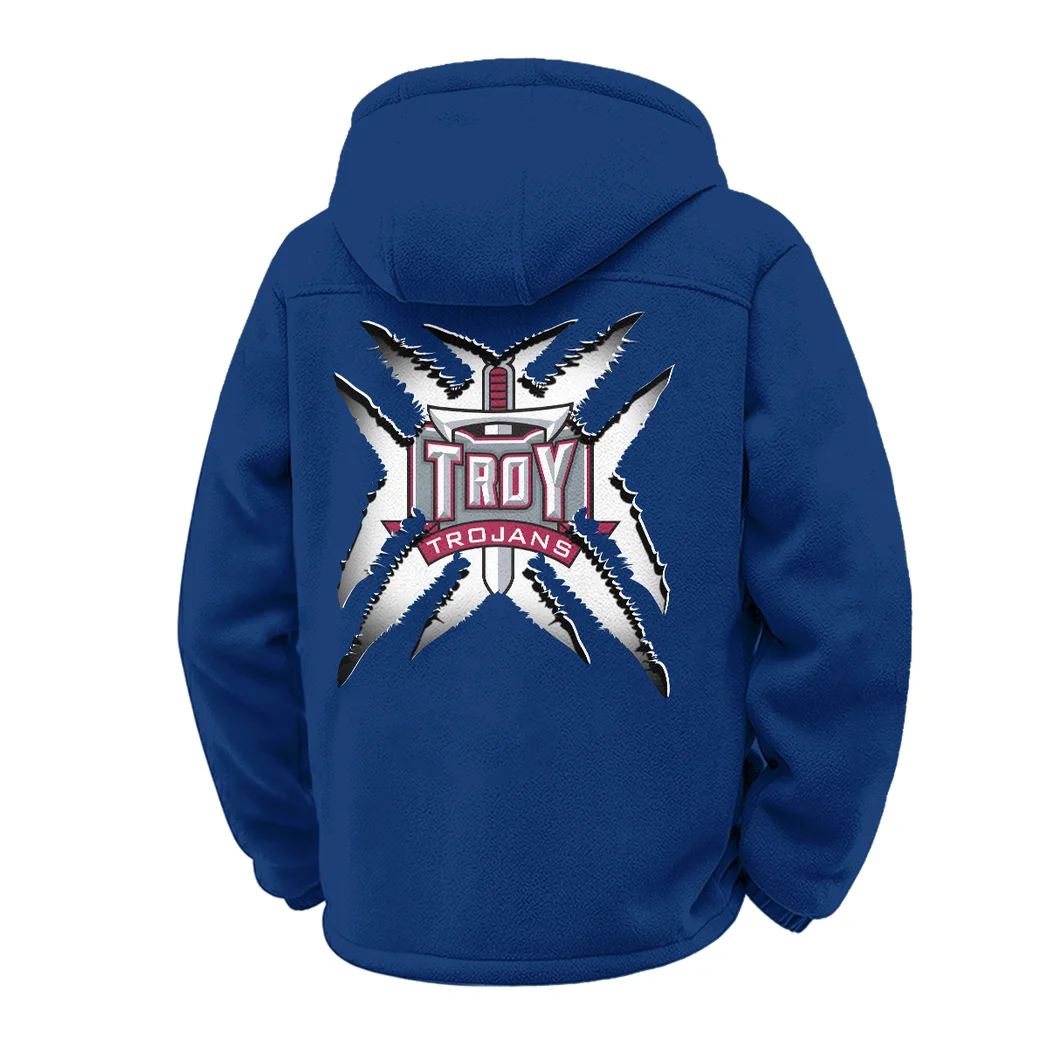The Trojan Pride Winter Fleece Jacket, Luxe Microfleece Pullover HVN1454TT - Navy - Image 3