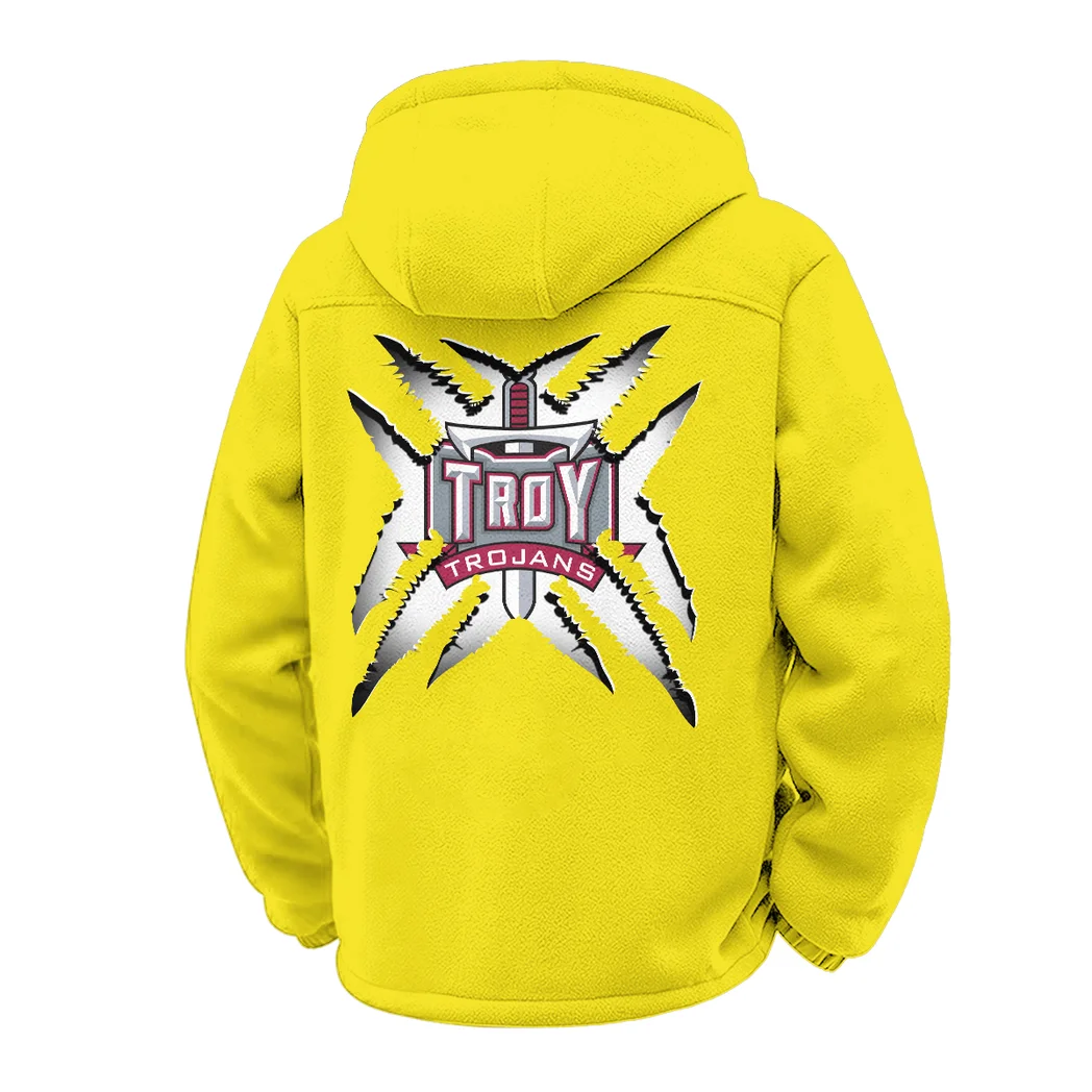 The Trojan Pride Winter Fleece Jacket, Luxe Microfleece Pullover HVN1454TT - Yellow - Image 3