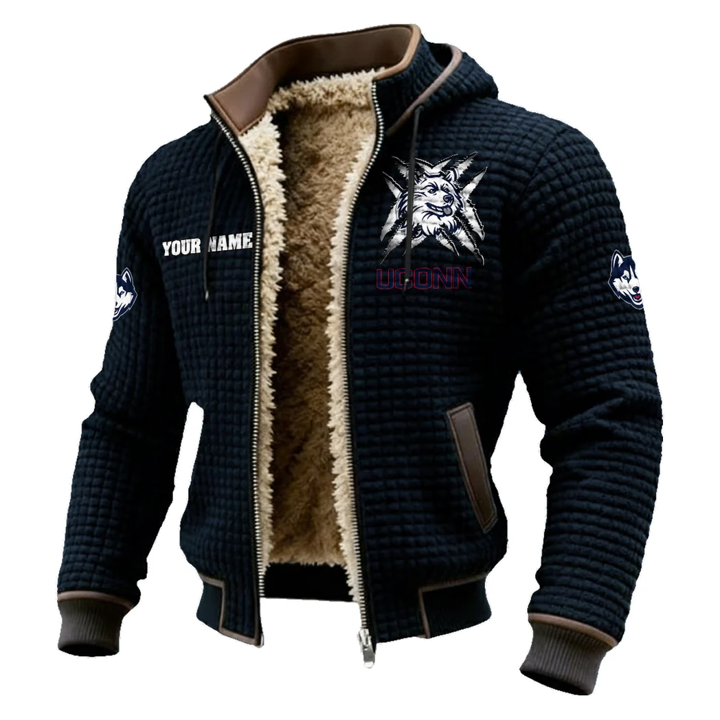 The Huskies Fleece-Lined Hooded Jacket, Premium Bonded Fleece Jacket HVN1454UC - Black - Image 2