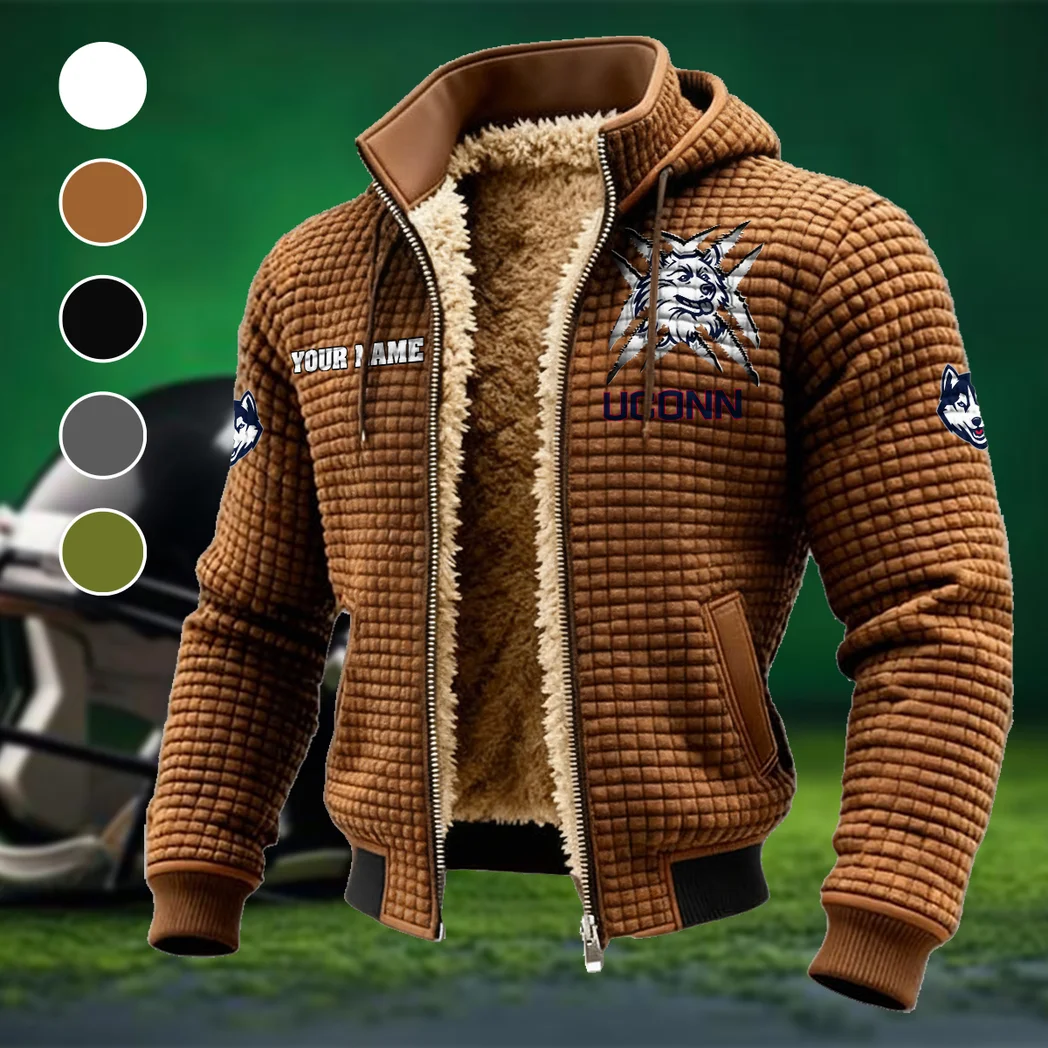 The Huskies Fleece-Lined Hooded Jacket, Premium Bonded Fleece Jacket HVN1454UC - brown