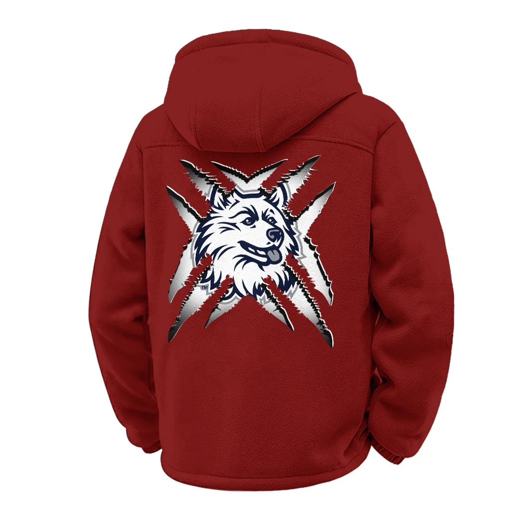 The Huskies Winter Fleece Jacket, Breathable Winter Comfort HVN1454UC - Wine - Image 3