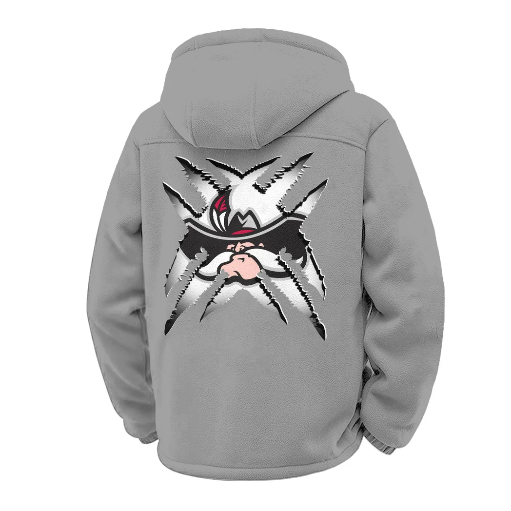 The Rebel Spirit Winter Fleece Jacket, Sherpa Lined Winter Fleece HVN1454UN - Grey - Image 3