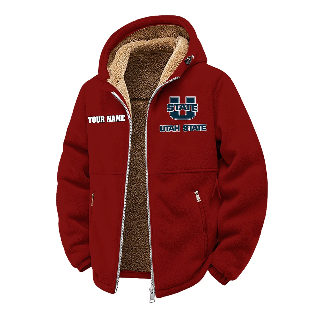 The Utah State Power Winter Fleece Jacket, Thermal Winter Fleece HVN1454US - Wine - Image 2