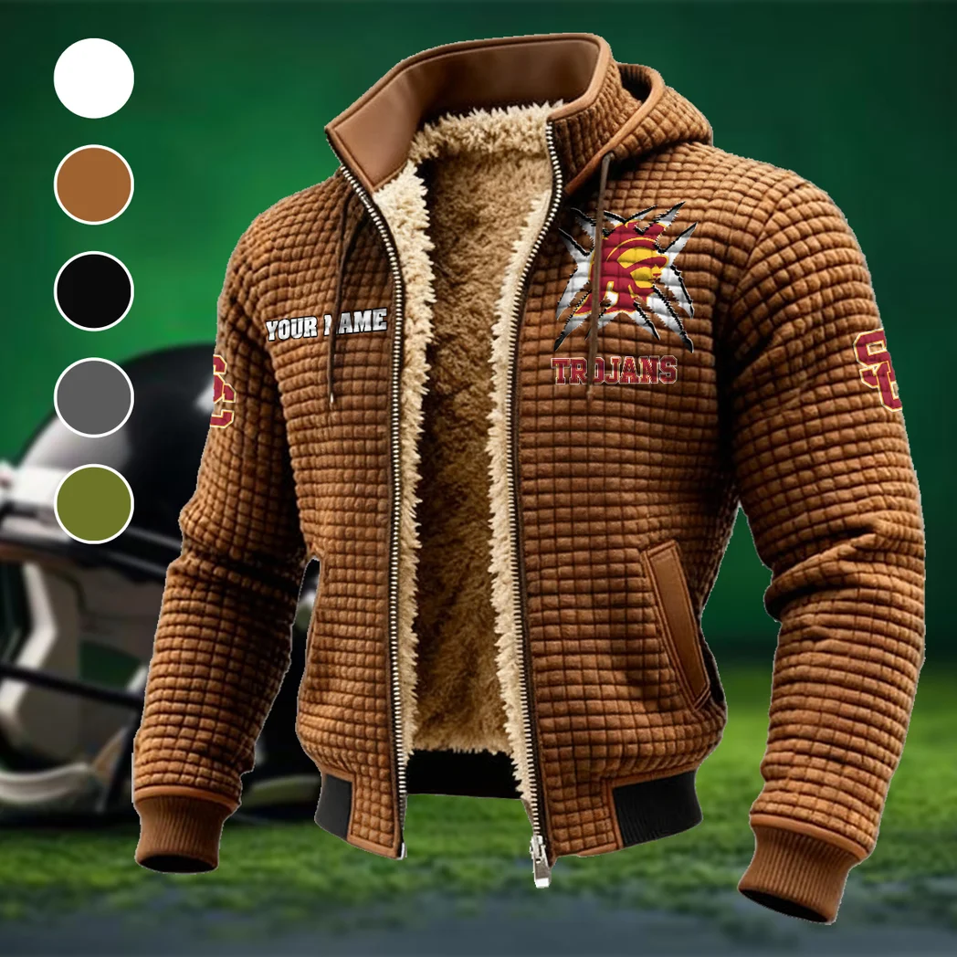 The Trojan Power Fleece-Lined Hooded Jacket, Modern Athletic Hybrid Parka HVN1454US - brown