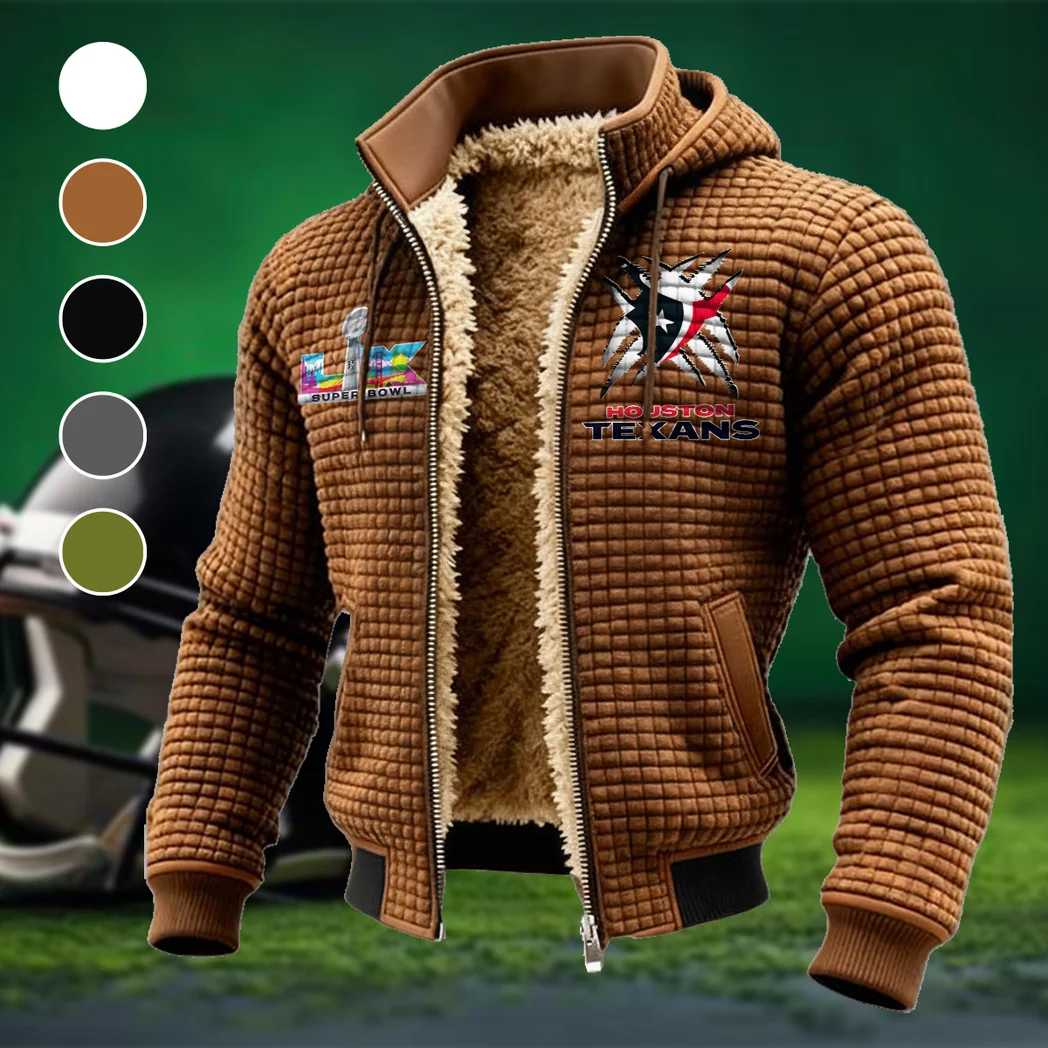 Game Day Squad Fleece-Lined Hooded Jacket, Wind-Blocker Insulated Hoody HVN1457HT - brown