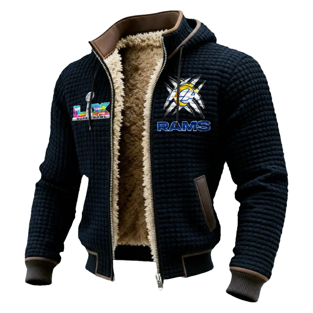 LA Squad Fleece-Lined Hooded Jacket, Water-Resistant Thermal Hoody HVN1457LA - Black - Image 2