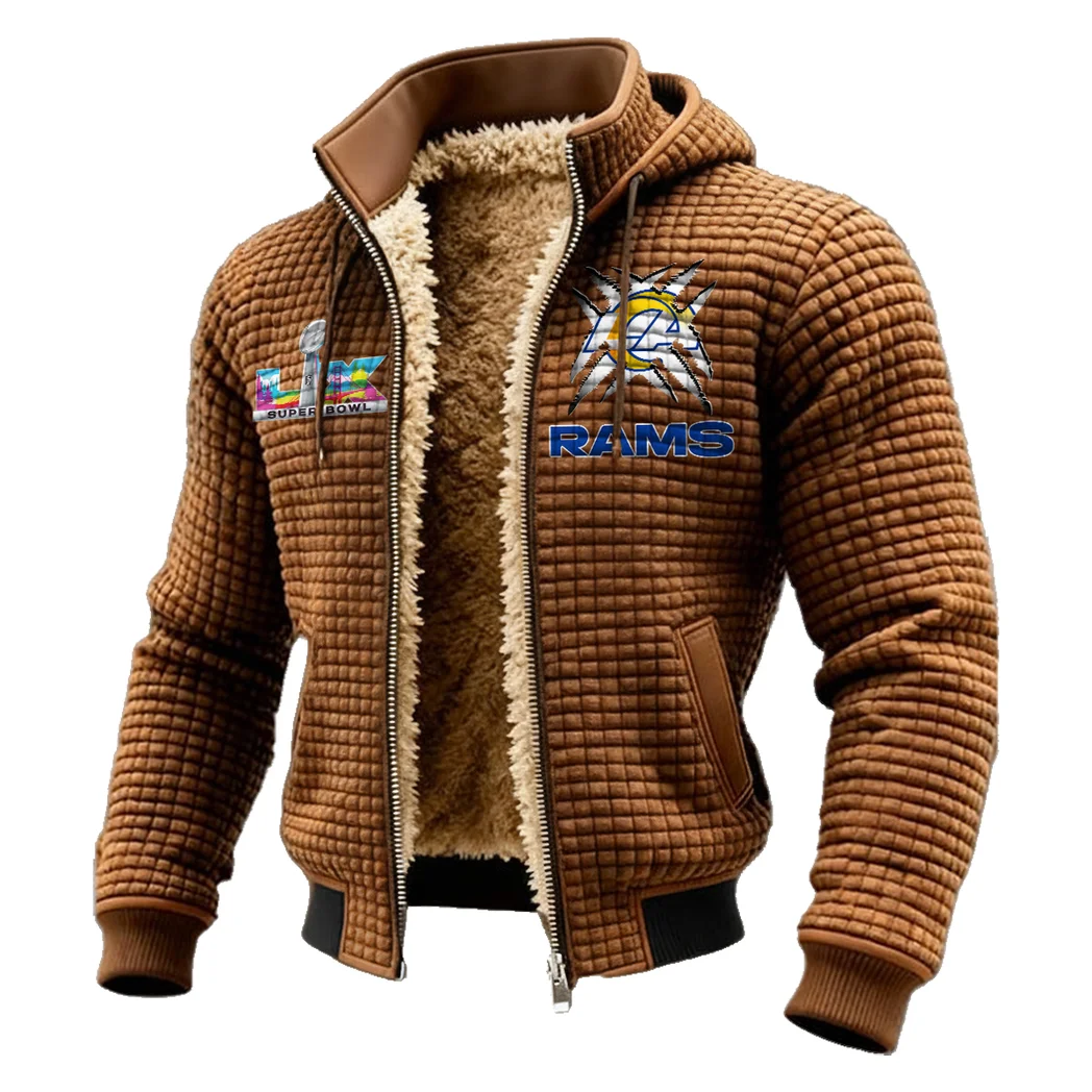 LA Squad Fleece-Lined Hooded Jacket, Water-Resistant Thermal Hoody HVN1457LA - brown - Image 2