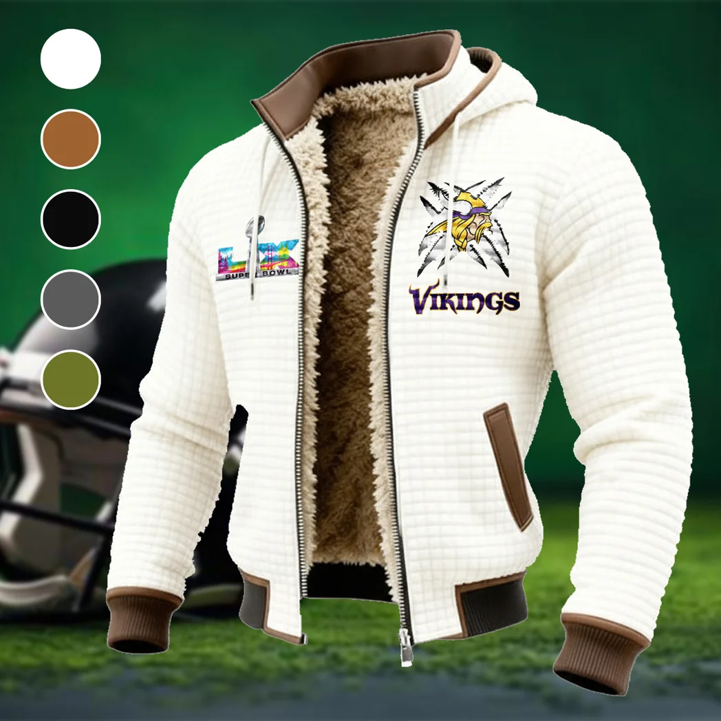 Purple Horns Fleece-Lined Hooded Jacket, Rugged Terrain Fleece Hoody HVN1457MV - White