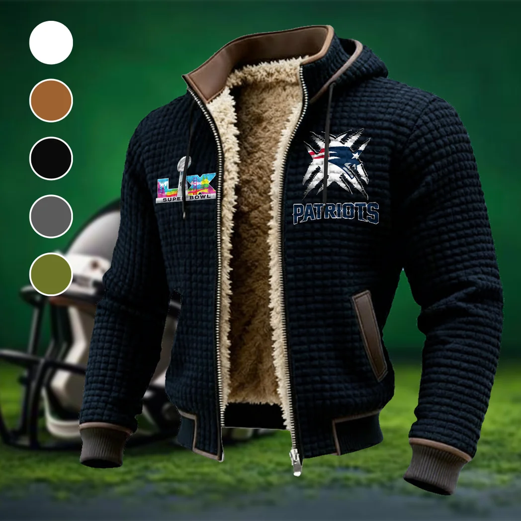 Match Day Squad Fleece-Lined Hooded Jacket, Heavyweight Cozy Sport Shell HVN1457NP - Black