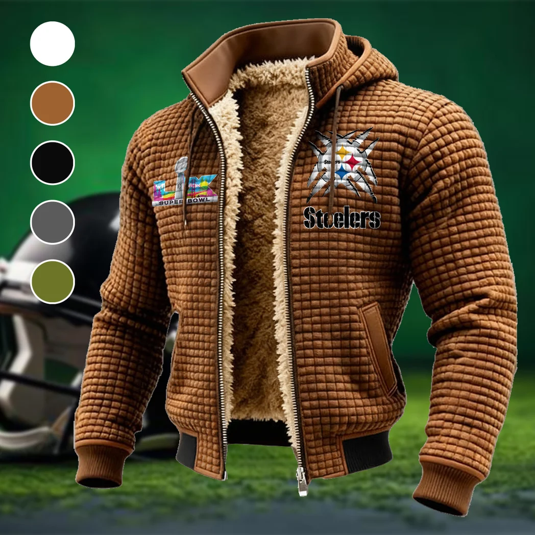 Steel Crew Fleece-Lined Hooded Jacket, High-Density Comfort Fleece HVN1457PS - brown