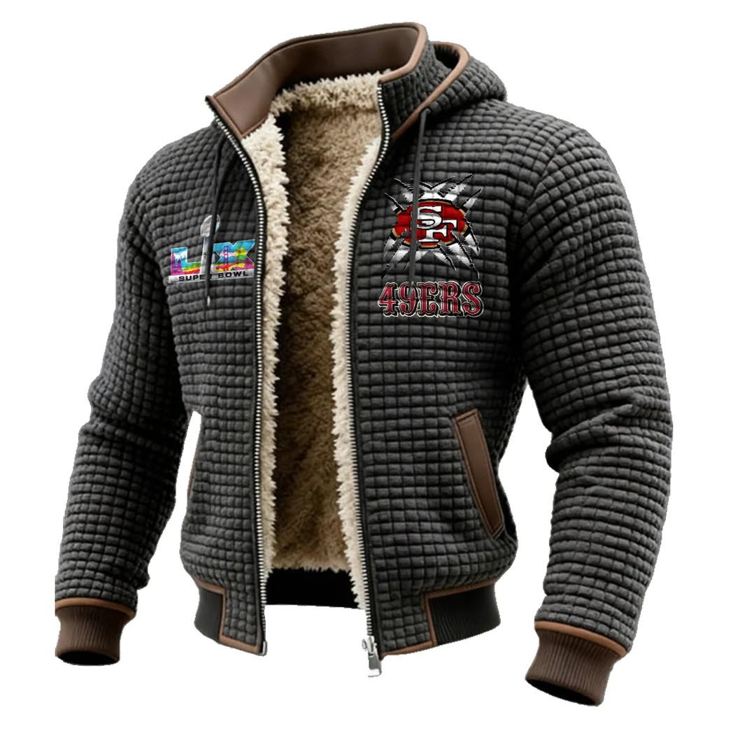 Victory Horns Fleece-Lined Hooded Jacket, Premium Bonded Fleece Jacket HVN1457SF - Grey - Image 2