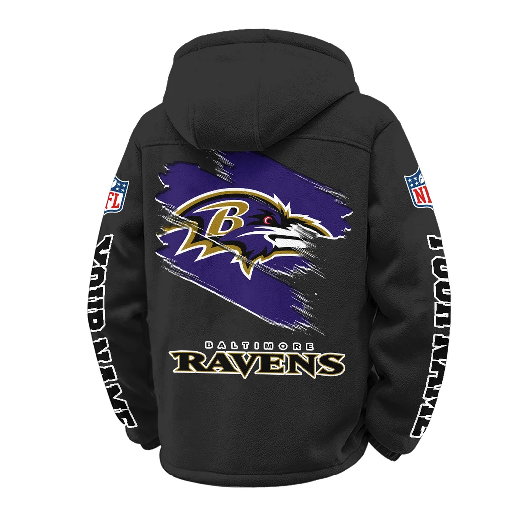 Football Purple Crew Winter Fleece Jacket, Arctic Expedition Fleece HVN1458BR - Black - Image 3