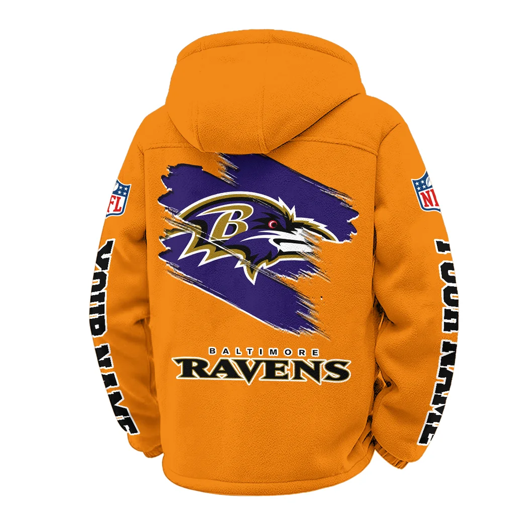 Football Purple Crew Winter Fleece Jacket, Arctic Expedition Fleece HVN1458BR - Orange - Image 3