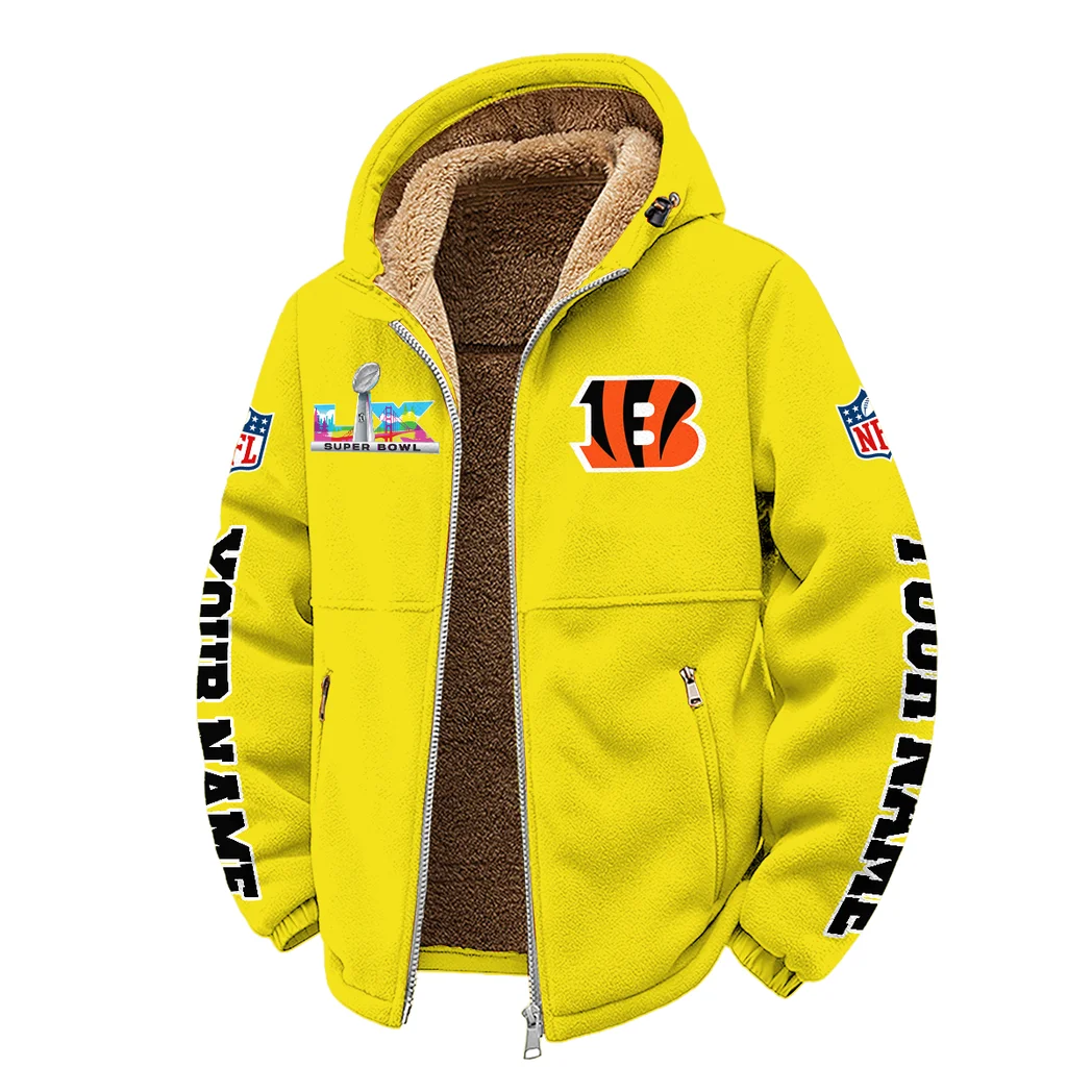 Football Tiger Crew Winter Fleece Jacket, Brushed Interior Winter Fleece HVN1458CI - Yellow - Image 2